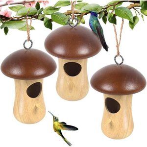 Mushroom Hummingbird Houses for Outside for Nesting, Gardening Decoration,3 Pack